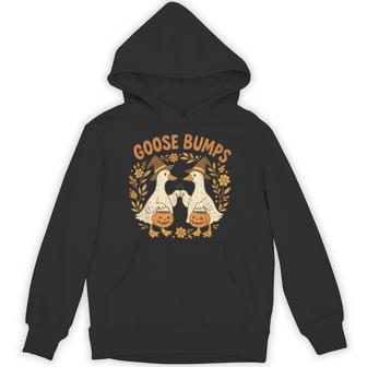 Goose Bumps Halloween Goose Ghost Pumpkin Goose Fist Bump Hoodie - Thegiftio UK