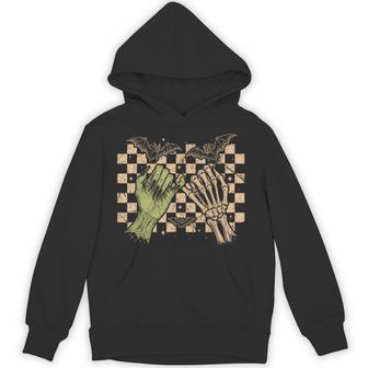 Goth Skeleton Hand Holding Hands Halloween Spooky Season Hoodie - Thegiftio UK