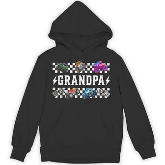 Grandpa Retro Monster Truck Family Crew Birthday Matching Hoodie - Thegiftio UK
