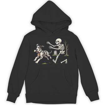 Great Dane Dog Stealing Bone From Skeleton Halloween Hoodie - Thegiftio UK