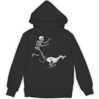 Greyhound Skeleton Running Spooky Halloween Hoodie - Thegiftio UK