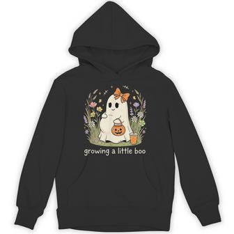 Growing A-Little-Boo Pregnant Ghost Halloween Pregnancy Hoodie - Thegiftio UK