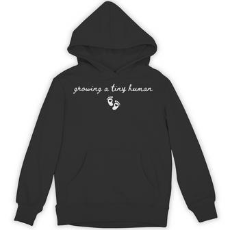 Growing A Tiny Human Cute Pregnancy Announcement Maternity Hoodie - Thegiftio UK
