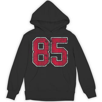 Grunge Red White Number 85 Jersey Player Uniform 85 Hoodie - Thegiftio UK