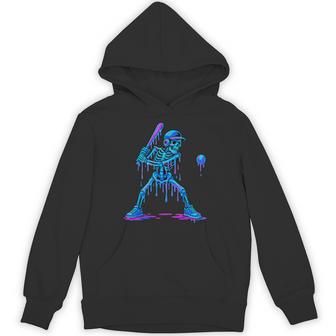 Halloween Drip Skeleton Batting Baseball Boys Hoodie - Thegiftio UK