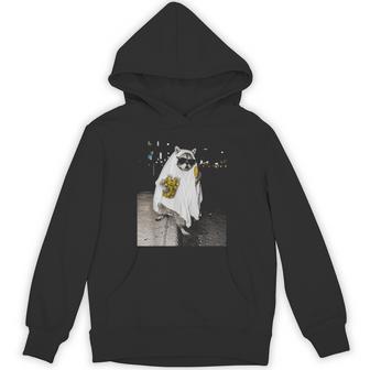 Halloween Ghost Raccoon Eating Pickles Animal Hoodie - Thegiftio UK