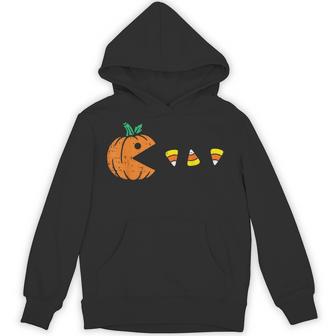 Halloween Pumpkin Eating Candy Gaming Gamer Boys Kids Hoodie - Thegiftio UK