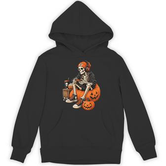 Halloween Skeleton Gamer Video Gaming Boys Kids Hoodie - Thegiftio UK