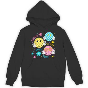 Happy To See Your Face Preppy Smile Face Back To School Hoodie - Thegiftio UK