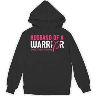 Husband Of A Warrior Breast Cancer Awareness Pink Ribbon Hoodie - Thegiftio UK
