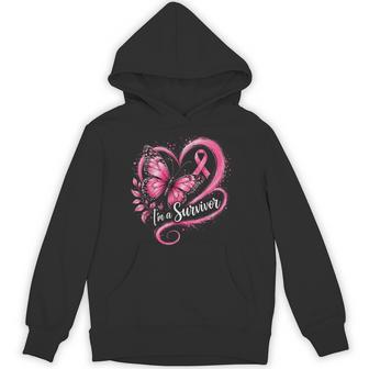 I'm A Survivor Breast Cancer Awareness Ribbon Heart Survivor Hoodie | Seseable UK