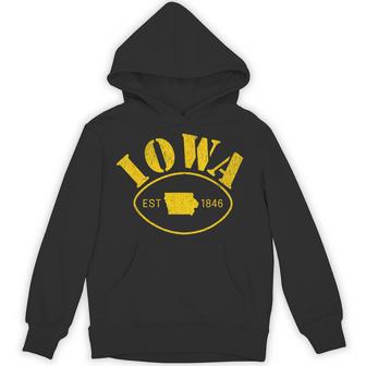 Iowa Est 1846 The Hawkeye State Distressed Retro Hoodie - Thegiftio UK