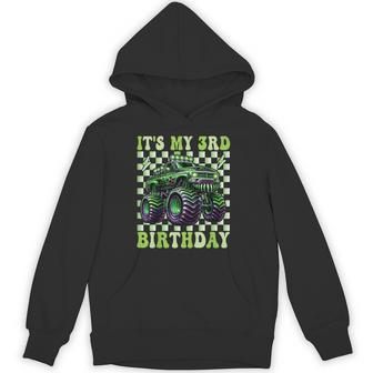 Its My 3Rd Birthday Monster Truck 3 Year Old Boys 3Rd Party Hoodie - Thegiftio UK