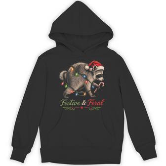Jimothy Raccoon Festive And Feral Christmas Hoodie - Thegiftio UK