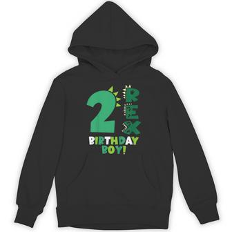 Kids 2 Rex Birthday Boy Two Rex Dinosaur Dino 2Nd Birthday 2 Year Hoodie - Thegiftio UK