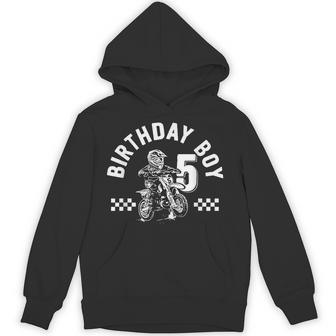 Kids 5 Years Old Dirt Bike Birthday Boy Motorcycle Hoodie - Thegiftio UK