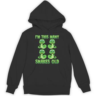 Kids I'm This Many Snakes Old Cute Snake Kids 4Th Birthday Party Hoodie - Thegiftio UK