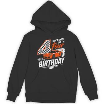 Kids Race Car Racing 4Th Birthday 4 Years Old Cars Four Bday Boys Hoodie - Thegiftio UK