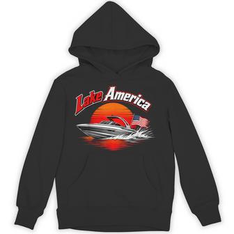 Lake America Speedboat Sunset Patriotic Lake Life Hoodie - Thegiftio UK