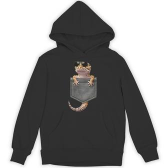 Leopard Gecko Pocket Boys Kids Cute Lizard With Sunglasses Hoodie - Thegiftio UK