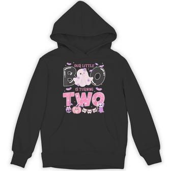 Our Little Boo Is Turning Two Ghost 2Nd Birthday Halloween Hoodie - Thegiftio UK