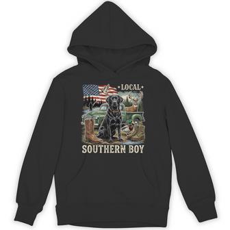 Local Southern Boy Black Labrador Deer Hunter Retro Hoodie - Thegiftio UK