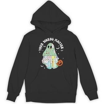 Your Words Matter Pumpkin Ghost Slp Speech Therapy Halloween Hoodie - Thegiftio UK