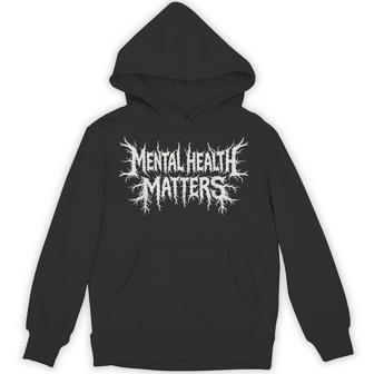 Mental Health Matters Black Metal Style Awareness Message Hoodie - Thegiftio UK