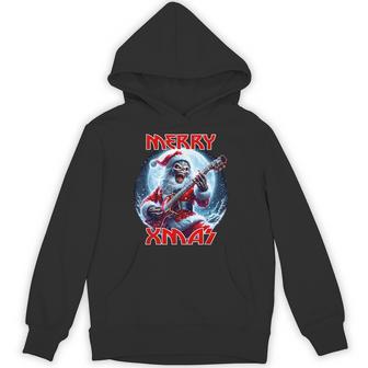 Merry Christmas Heavy Metal Band Death Metal Vintage Santa Hoodie - Thegiftio UK
