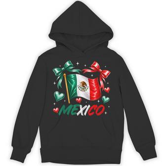 Mexican Flag Coquette Bow Mexico Hispanic Heritage Month Hoodie - Thegiftio UK