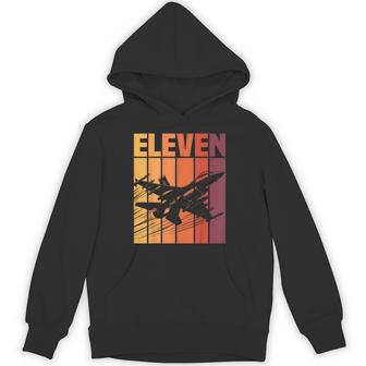 Military Fighter Jet Retro Eleven Year Old Boy 11Th Birthday Hoodie - Thegiftio UK