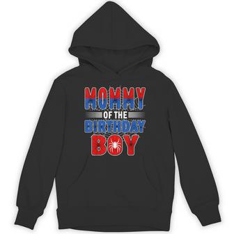 Mommy Of The Birthday Boy Spider Web Birthday Party Hoodie - Thegiftio UK