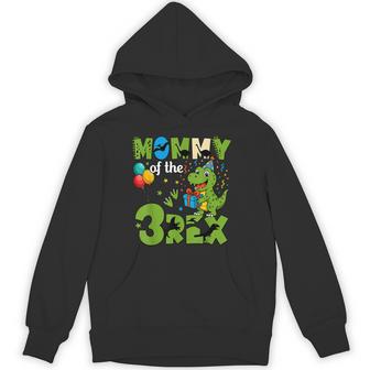 Mommy Of The Three Rex Birthday Dinosaur Family Matching Hoodie - Thegiftio UK