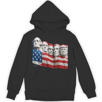 Mount Rushmore USA Flag Ft President Donald Trump Hoodie - Thegiftio UK