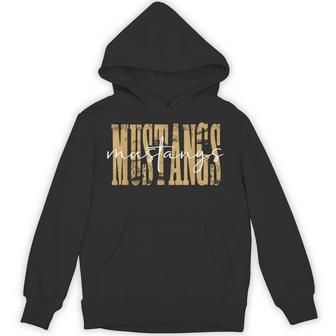 Mustangs Distressed School Spirit Gold Mustang Pride Hoodie - Thegiftio UK