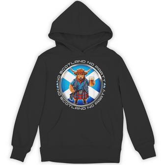 No Scotland No Party Scottish Pride Scotland Highland Cow Hoodie - Thegiftio UK