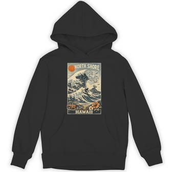 North Shore Hawaii Surf Vintage Beach Life Hoodie - Thegiftio UK