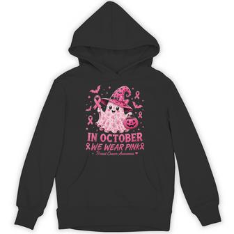 In October We Wear Pink Ghost Breast Cancer Awareness Hoodie - Thegiftio UK