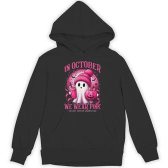 In October We Wear Pink Ghost Breast Cancer Halloween 2026 Hoodie - Thegiftio UK
