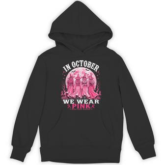 In October We Wear Pink Halloween Breast Cancer Awareness Hoodie - Thegiftio UK
