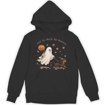 Off To Walk My Weenie Ghost Dachshund Halloween Hoodie - Thegiftio UK