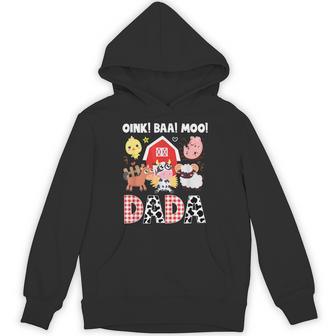 Oink Baa Moo Dada Farm Animals Birthday Party Family Hoodie - Thegiftio UK