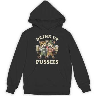 Oktoberfest Cat German Beer Fest Drink Up Pussies Hoodie - Thegiftio UK
