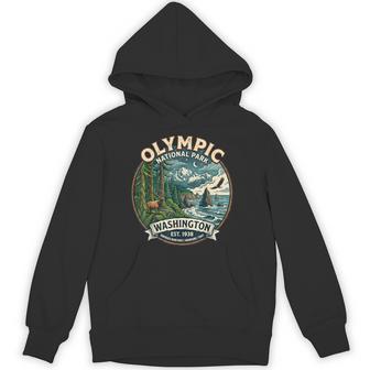 Olympic National Park Washington Vintage Nature Badge Hoodie - Thegiftio UK