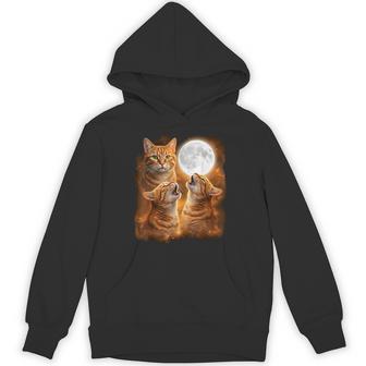 Orange Tabby Cat Howling Moon Tabby Cat Meme Hoodie - Thegiftio UK