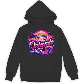Orlando Beach Florida With Dolphins And Palm Trees Hoodie - Thegiftio UK