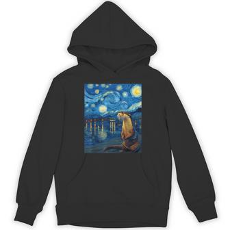 Otter Van Gogh Style Starry Night Graphic Hoodie - Thegiftio UK