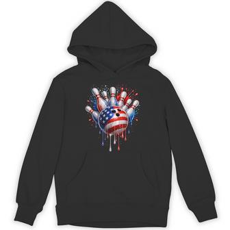 Patriotic Bowling Ball Pins Usa Flag 4Th Of July Bowler Hoodie | Seseable UK