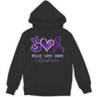 Peace Love Hope Leopard End Domestic Violence Awareness Hoodie - Thegiftio UK