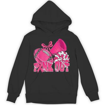Pink Out Football Pink Bow Cheer Breast Cancer Awareness Hoodie - Thegiftio UK